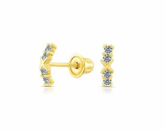 10k Yellow Gold Tiny Elephant with CZ Stud Earrings and Secure Screw-Backs 10k Yellow Gold Tiny Elephant with CZ Stud Earrings and Secure Screw-Backs