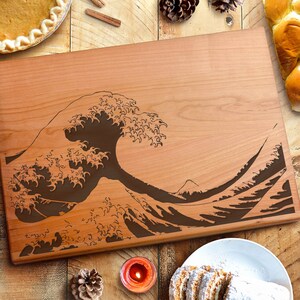Engraved Cutting Board The Great Wave off Kanagawa Japanese Wave Funny Cutting Board for Cooking Grill Kitchen Chef Gift| Housewarming Gift