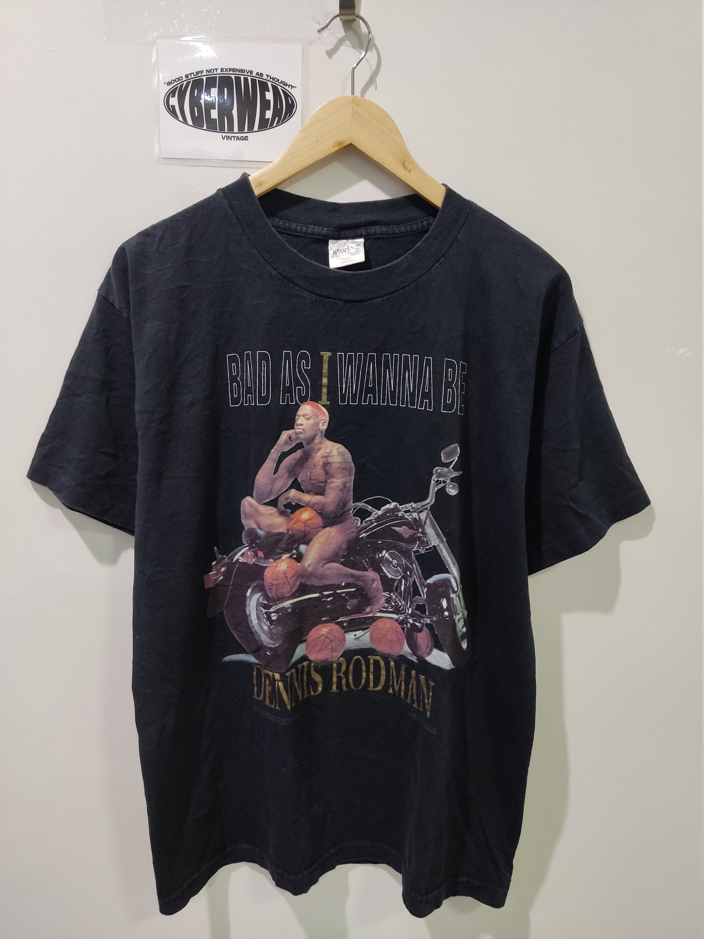 Vintage 90's Dennis Rodman Tee T Shirt M White Murina Made In USA 1996 NBA