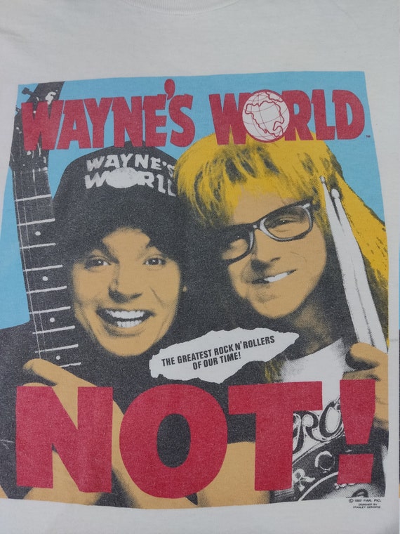 Vintage 1992 Wayne's World Not! T-Shirt Size XL 2… - image 4