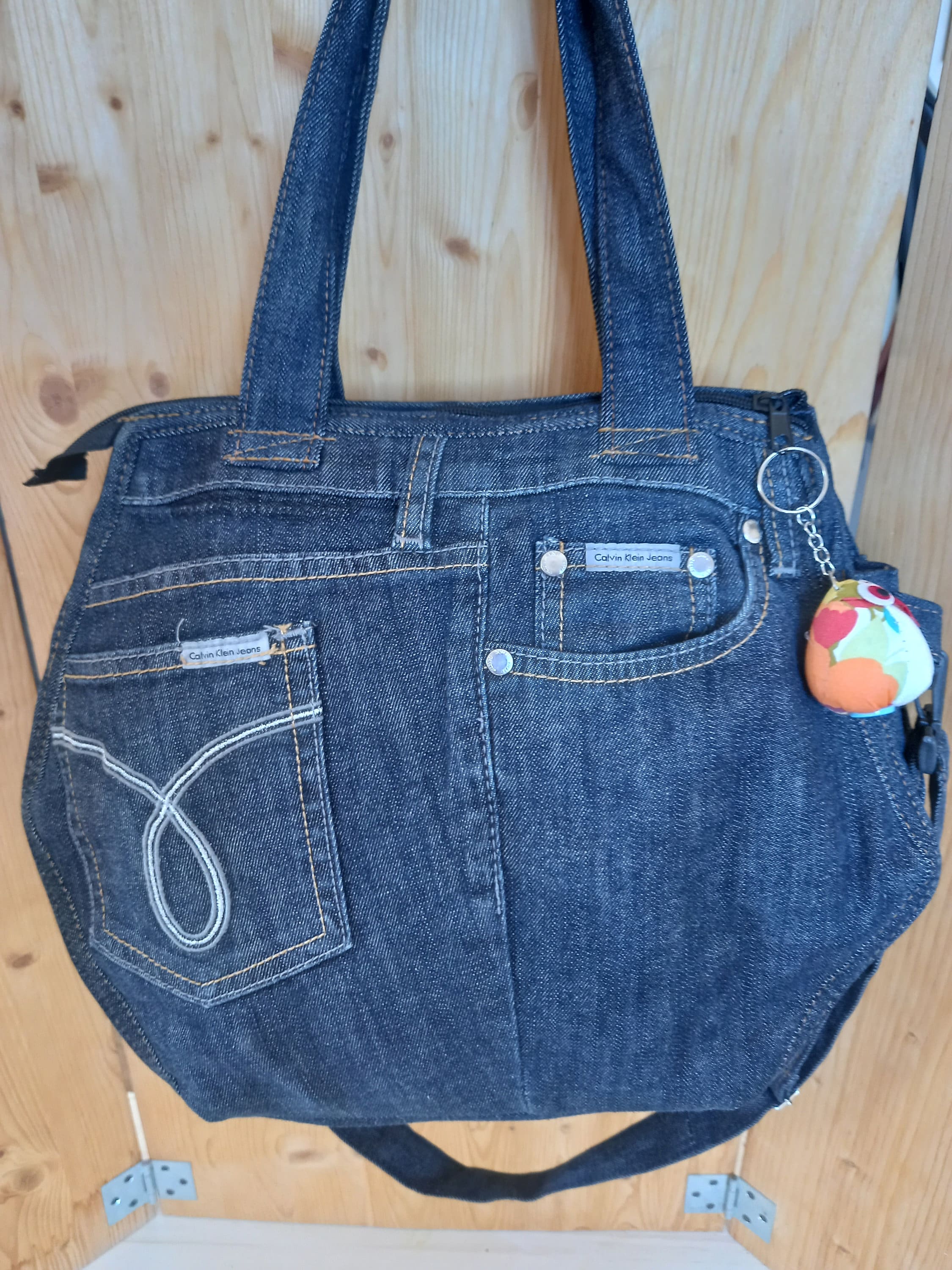 Jeans Bag Handmade Denim Jeans Bags Handmade in Recycled Jeans with Decorations and An Owl Shaped Key Holder in Cotton