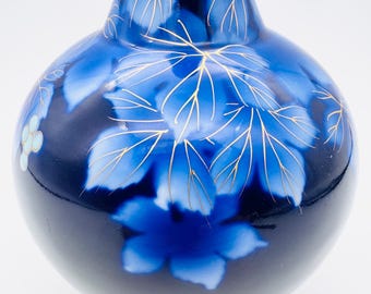 ヴィンテージ深川焼花瓶、日本製磁器花瓶、青い花飾り花瓶 - Etsy 日本