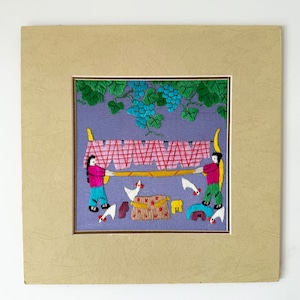 Vintage Chinese silk embroidery, folk art picture