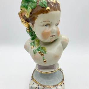 Antique Staffordshire ceramic bust, Staffordshire figure, woman bust