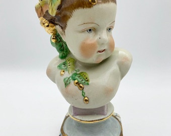Antique Staffordshire ceramic bust, Staffordshire figure, woman bust