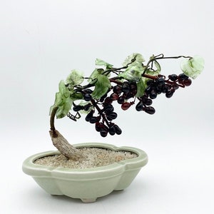 Vintage Chinese glass grape vine tree, lucky tree