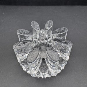 Vintage clear heavy glass tea light holder, tea warmer