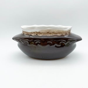 Vintage brown ceramic bowl, 70s ceramics, brown vase
