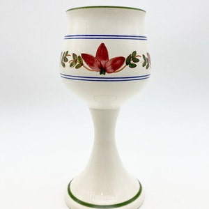 Vintage Iden Pottery Rye wine goblet, pottery chalice, painted pottery, white wine goblet