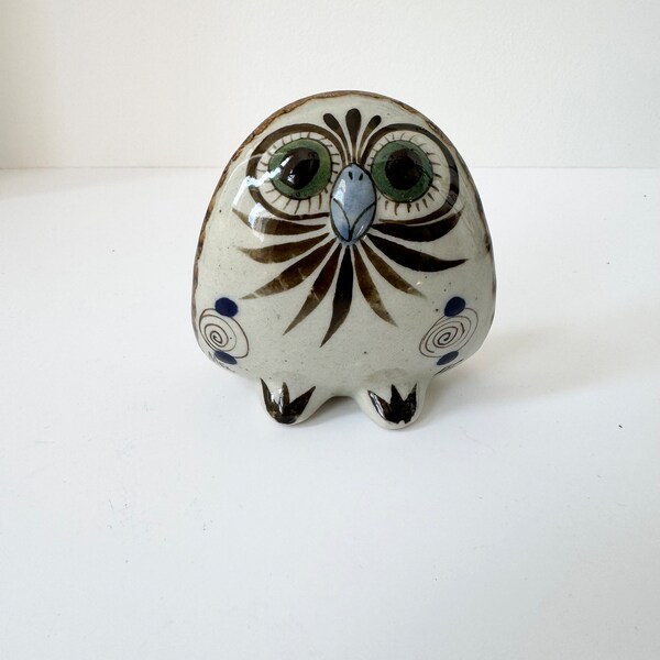 Vintage Mexican studio pottery owl figurine