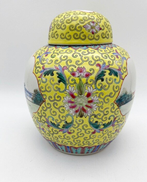 Vintage Yellow Ginger Jar Vases Home Décor Home & Living