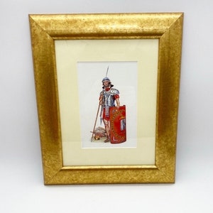 Vintage framed print of a Roman warrior