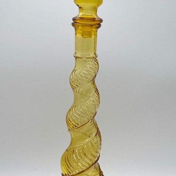 Vintage genie bottle amber swirl glass