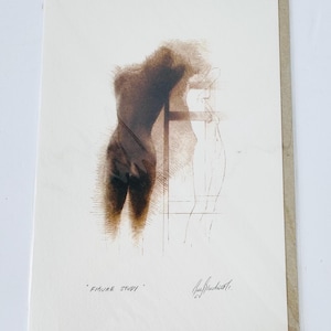 Grote blanco wenskaart, figuurstudiekaart, kunstkaart