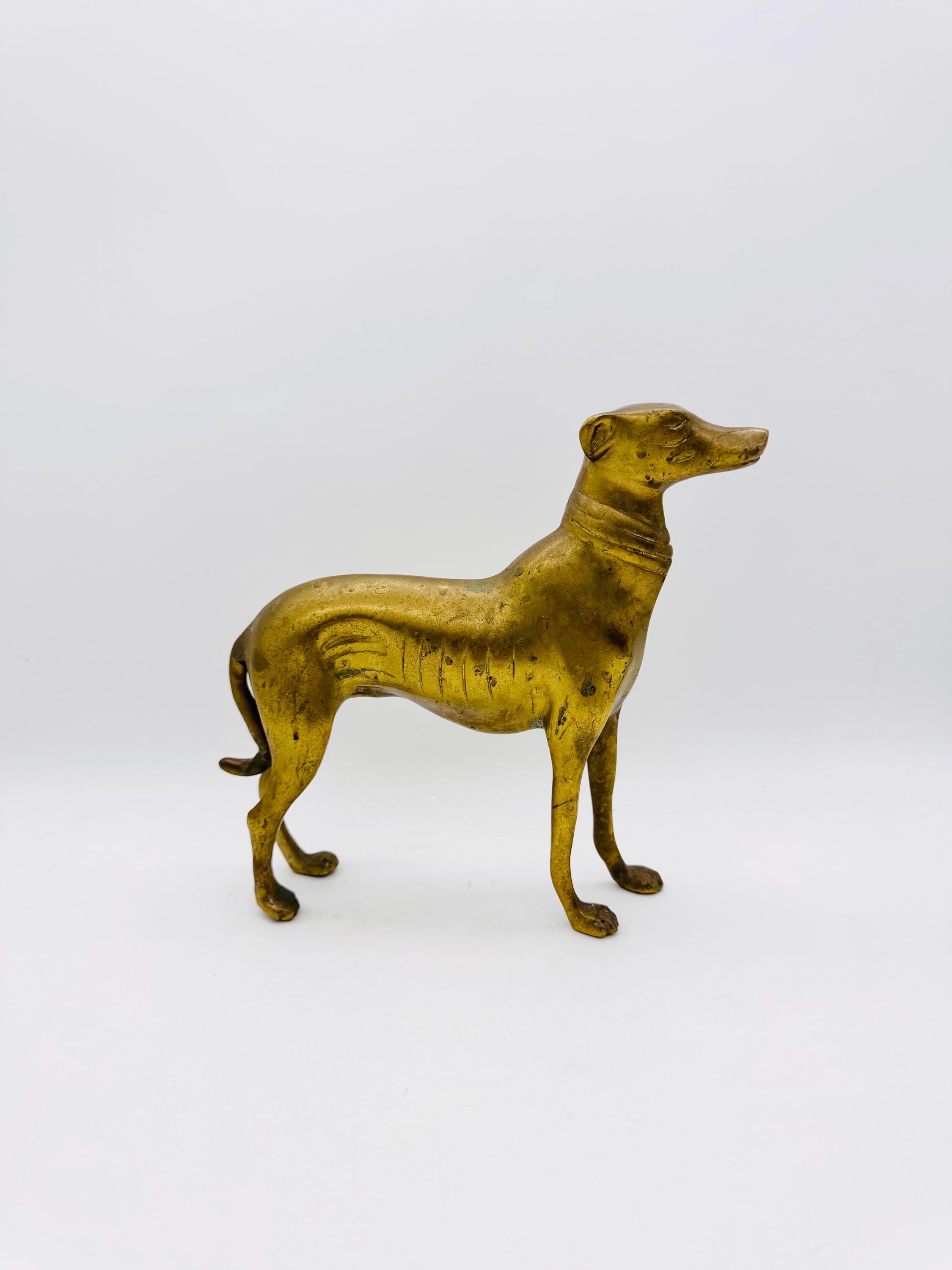 グレイハウンド の 置物　真鍮　オブジェ　ヴィンテージ　犬 ヴィンテージの真鍮製グレイハウンドの像 - Etsy 日本