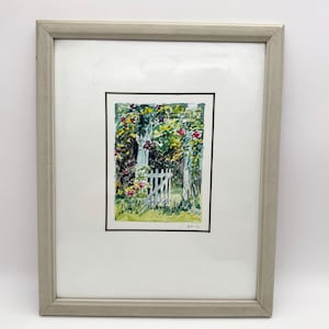 Vintage original watercolour, framed watercolour, garden watercolour