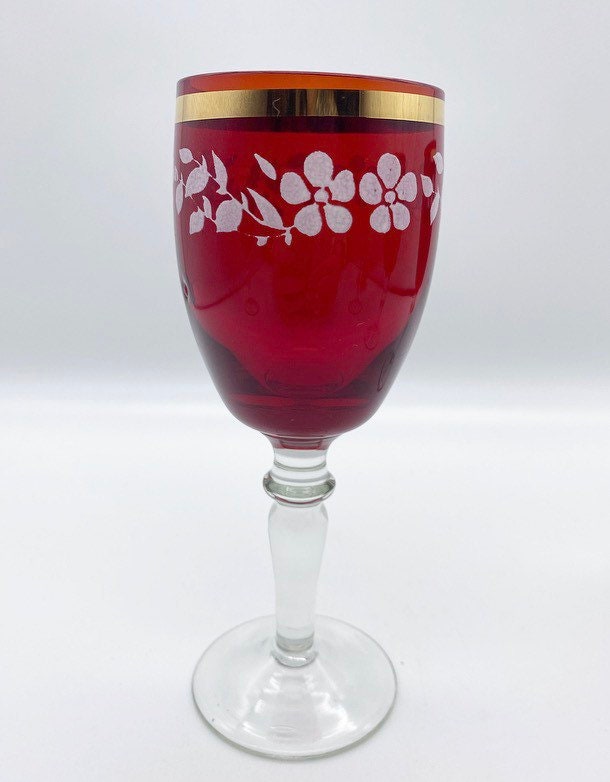 ヴィンテージ ルビーレッドワイングラス 5 個セット - Etsy 日本