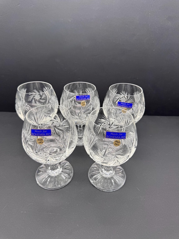 ボヘミアクリスタルコニャックブランデーグラス5個 - Etsy 日本