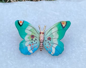 Vintage butterfly brooch, blue butterfly brooch
