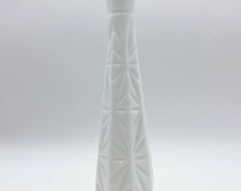 Vintage milk glass bud vase, white small posy vase