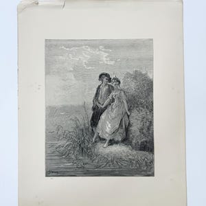 Antique engraving From first edition of The Dore Gallery 1870 Tircis and Amarante
