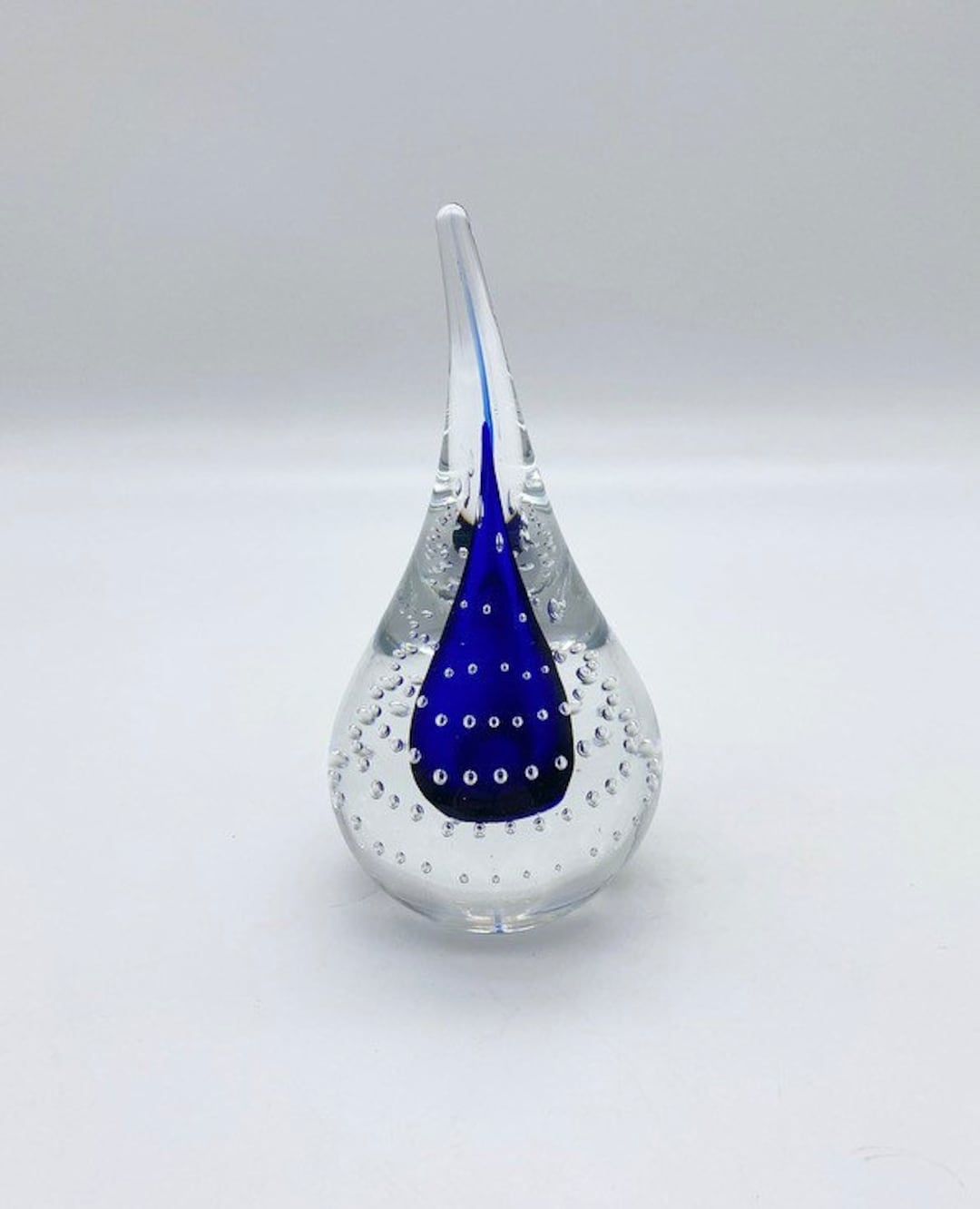 Vintage Lead Crystal A Jablonski Paperweight Blue Etsy