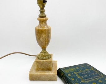 Vintage onyx table lamp, bedside lamp, stone lamp