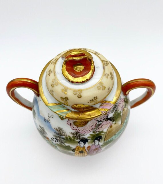 Lot Cafetière Et Sucrier Vintage Chine – Porcelaine Blanche Motif Fleurs