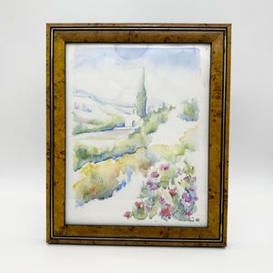 Vintage original watercolour, framed watercolour, landscape watercolour
