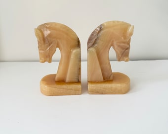 Vintage Mexican onyx horse bookends