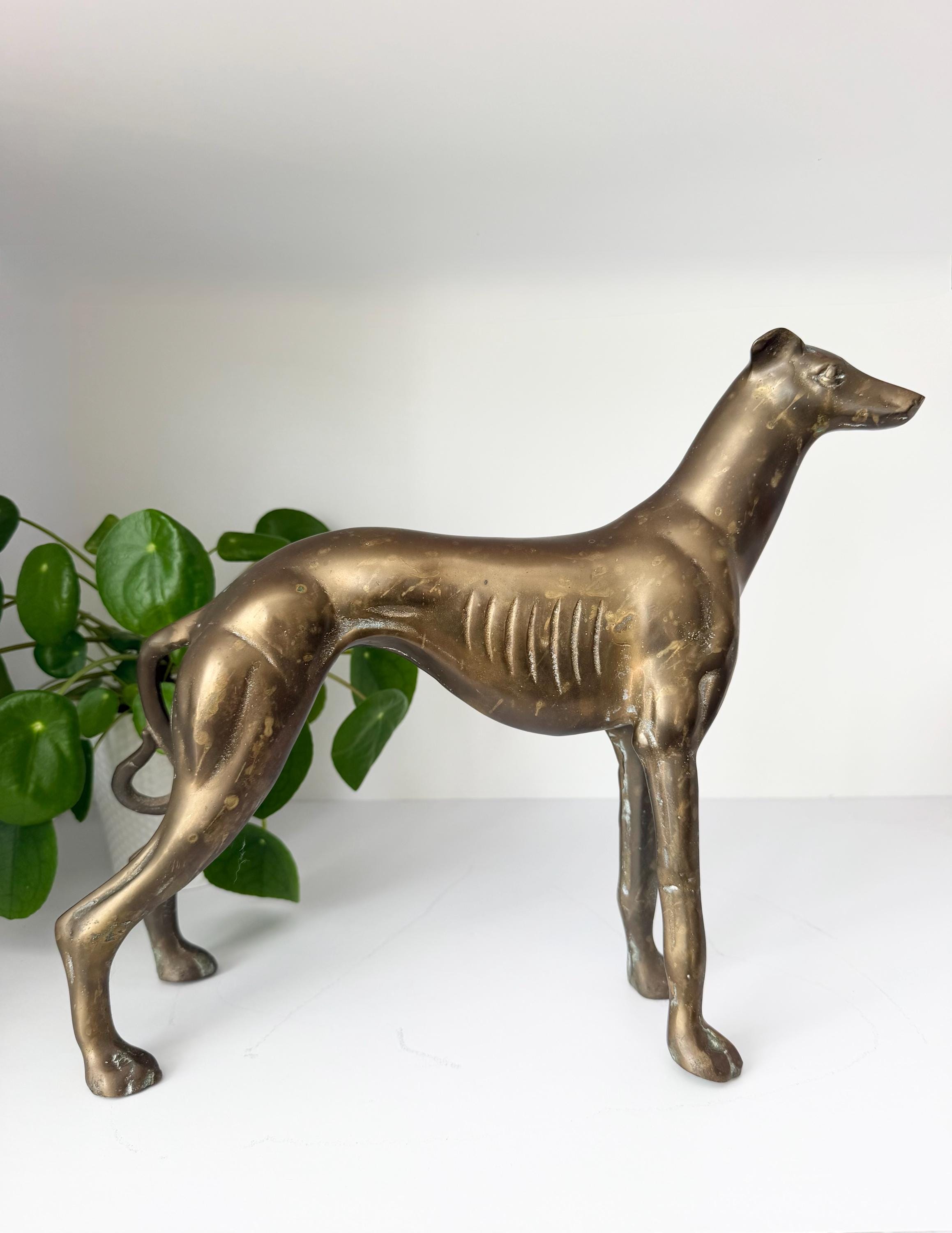 Large Brass Greyhound Sculpture - Etsy
