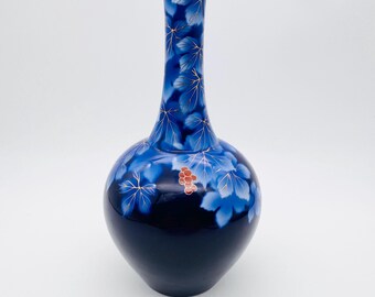 ヴィンテージ深川焼花瓶、日本製磁器花瓶、青い花飾り花瓶 - Etsy 日本