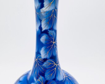 ヴィンテージ深川焼花瓶、日本製磁器花瓶、青い花飾り花瓶 - Etsy 日本
