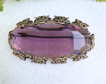 Antike Amethyst Glas Brosche, antike violette Brosche