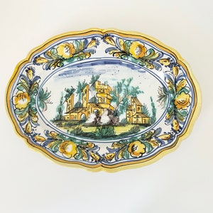 Italian hand painted ceramic plate, Mediterranean decor, wall decor