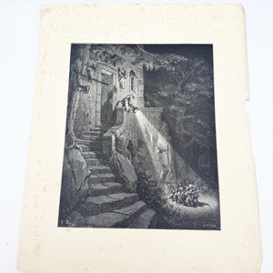 Antique engraving from first edition of The Dore Gallery 1870 The Dwelling of the Ogre