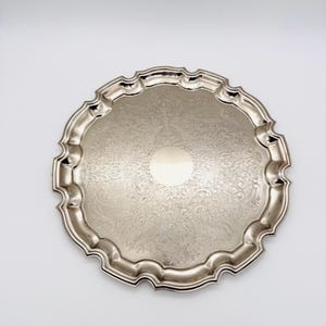 Vintage silver plated Cavalier tray, round serving tray, decorative silver plated tray