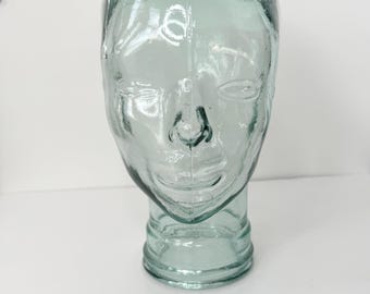 Vintage klart glashuvud, Vidrios San Miguel glasskyltdocka