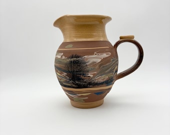 スタジオ陶器の水差し 鳥 ハンドメイド 手描き ヴィンテージ サイン