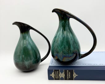 ヴィンテージ ブルーマウンテン ポタリー グリーン ピッチャー 花瓶