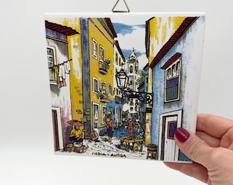 Dekorative Keramikkachel Lisboa Antiga, alte Lissabon Souvenirkachel