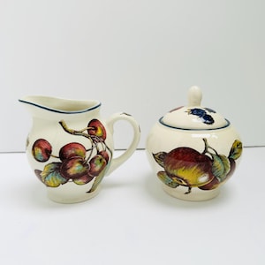 Staffordshire Autumn Fayre creamer and sugar bowl set