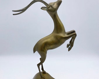 Vintage brass leaping gazelle figure bohemian eclectic decor