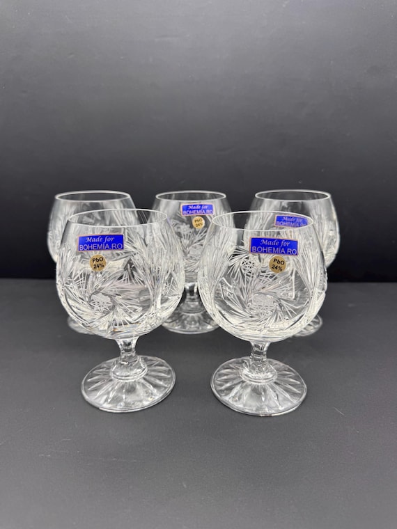 ボヘミアクリスタルコニャックブランデーグラス5個 - Etsy 日本