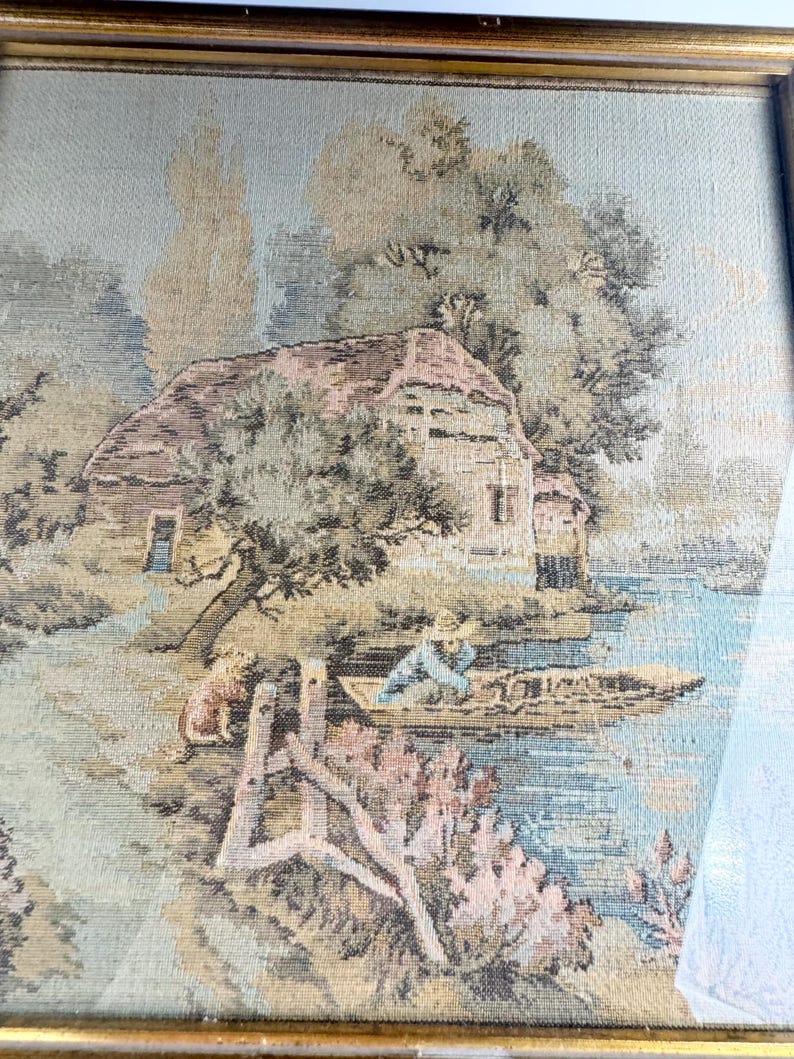 Antique Framed Tapestry, Cottage Picture, Country Home Decor Etsy