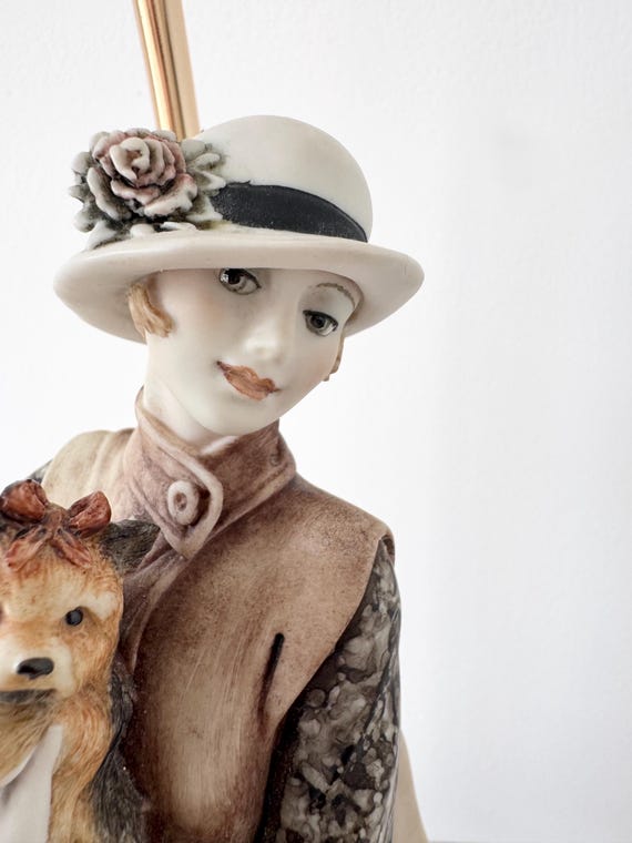 Vintage Giuseppe Armani Porcelain Lady Table Lamp With Dog - Etsy