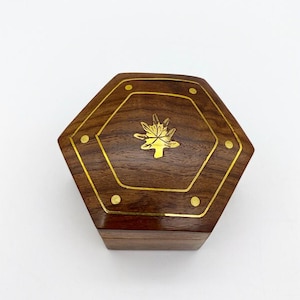 Small wooden box, jewellery holder, brass and wood trinket box