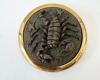 Vintage brass zodiac sign paperweight, Scorpio Stuart Houghton paperweight