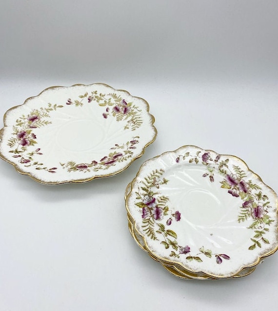 Antique Cake Plate With Three Small Plates Victorian Dessert Plates Etsy Canada