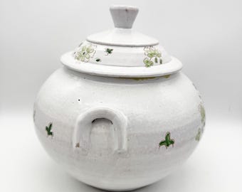 蓋付きのヴィンテージの大きな陶器の瓶、大きな白い瓶 - Etsy 日本